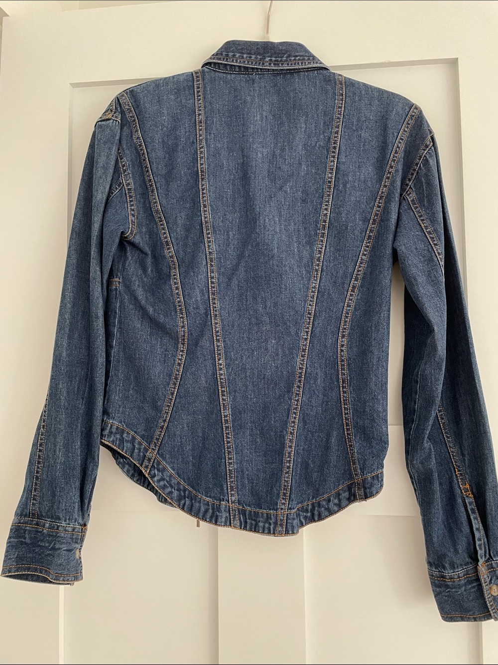 Pilcro Dark Blue Zip-Front Denim Jacket - Picture 2 of 5